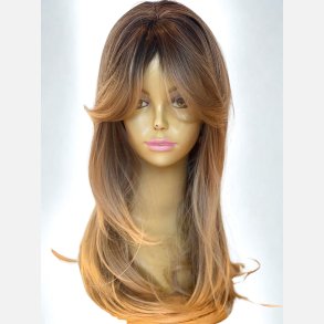 Paryk. Lang og glat med etageklip i blond ombremix. L�ngde: 60cm