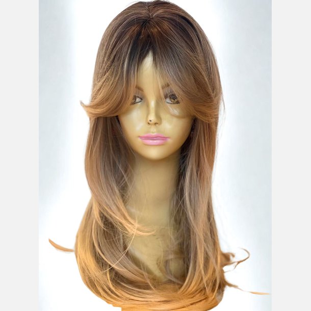 Paryk. Lang og glat med etageklip i blond ombremix. L�ngde: 60cm