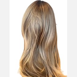 Paryk. Lang og glat med etageklip i blond ombremix. L�ngde: 60cm