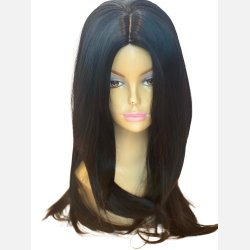 Paryk. Lang og glat i sort med midterskilning og etageklip. L�ngde: 60cm