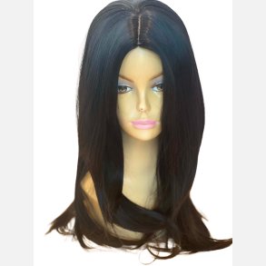 Paryk. Lang og glat i sort med midterskilning og etageklip. L�ngde: 60cm