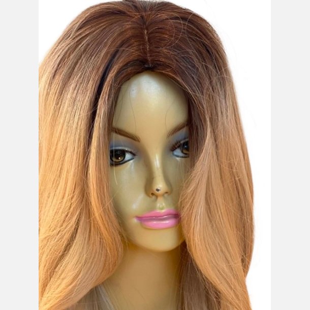 Paryk . Lang blond ombremix glat med midterskilning. L�ngde: 60cm