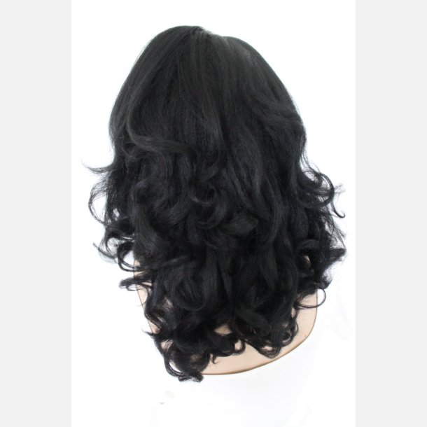 Paryk. Flot mellemlang med store kr�ller og godt fylde i sort farve 1. Lace front der klippes til. Heatresistent