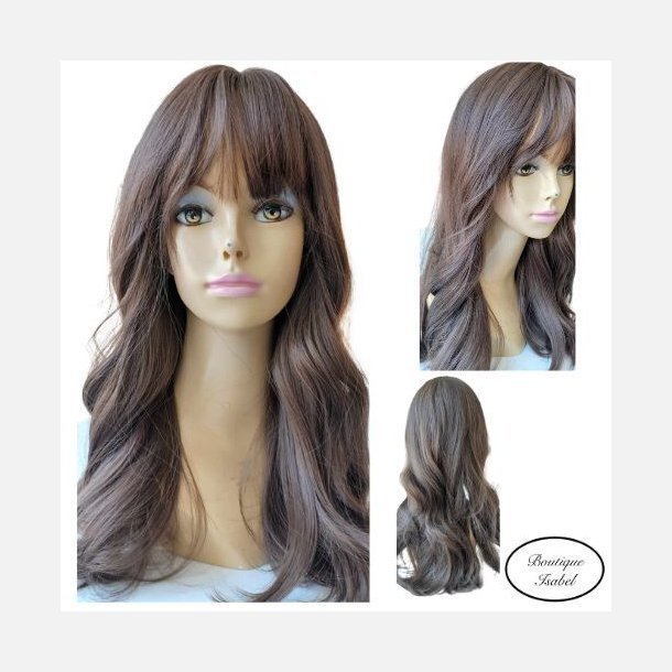  Paryk. Lang og flot brun med let kr�l og pandeh�r. Heatresistent . L�ngde: 50 cm