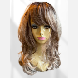 Paryk. lang og flot med pandeh�r. Blond med m�rkere bund. L: 60cm.