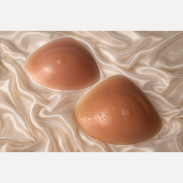 Brystproteser. Trekantede fremstillet med silicone til nybegynder.
