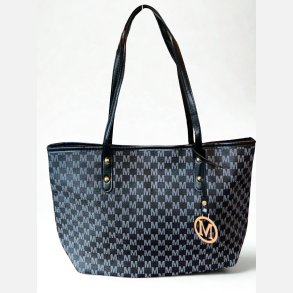 Taske. Sort med M logo og lynl�s. Skulderhanke. H: 27 cm L: 42cm. 