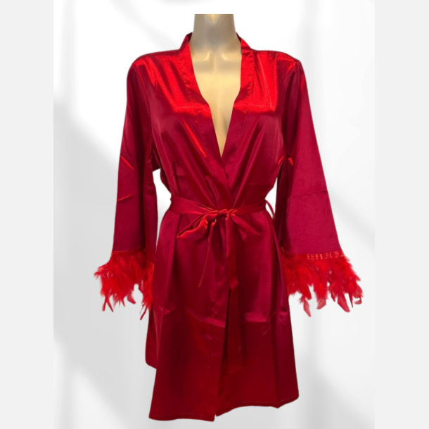 Kimono i bl�d satin kort model. R�d 40/46