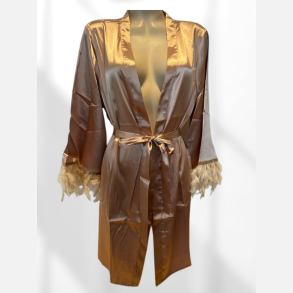 Kimono i bl�d satin kort model. Pudderrosa 40/46