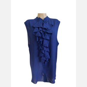 Bluse. Bl� �rmel�s top med fl�ser. Str. 44-54