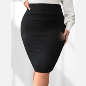 Nederdel. Pencilskirt i sort med elastik i taljen. Talje 80-90cm