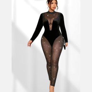 Bodysuit i sort med similisten og velour. 