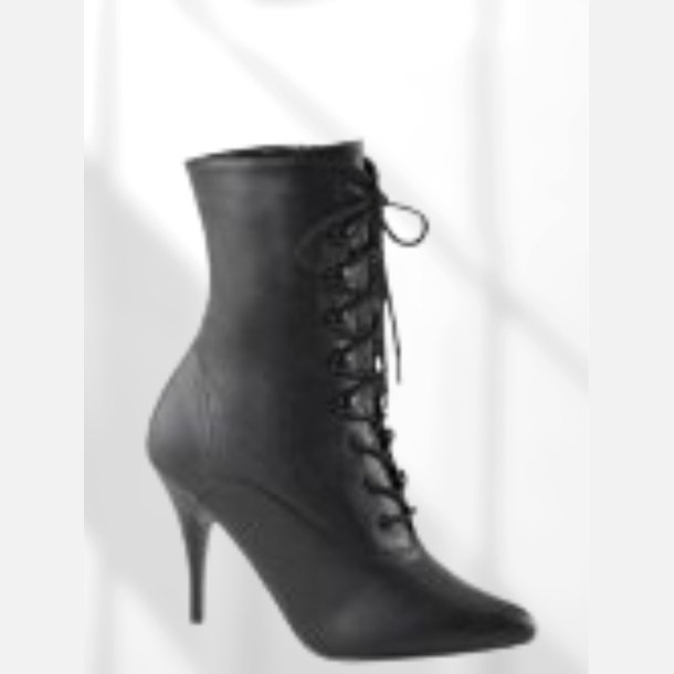 St�vler. Ankel i sort l�derlook med sn�rre og lynl�s p� indersiden. H�lh�jde p� 10 cm. Str. 43