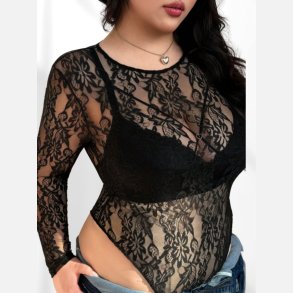 Bodystocking i sort bl�d blonde. Str�kker sig