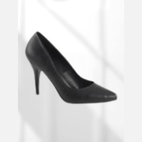 Pumps. Sort l�derlook med god pasform og 10 cm h�l. Str. 43