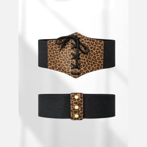 B�lte i sort elastik med leopardfront med sn�rre. L�ngde: 76-110
