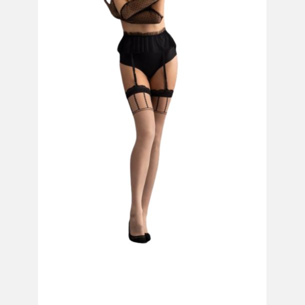 Str�mper. Ultra flotte i nude med sorte detaljer. 20 den. Str. M - L.