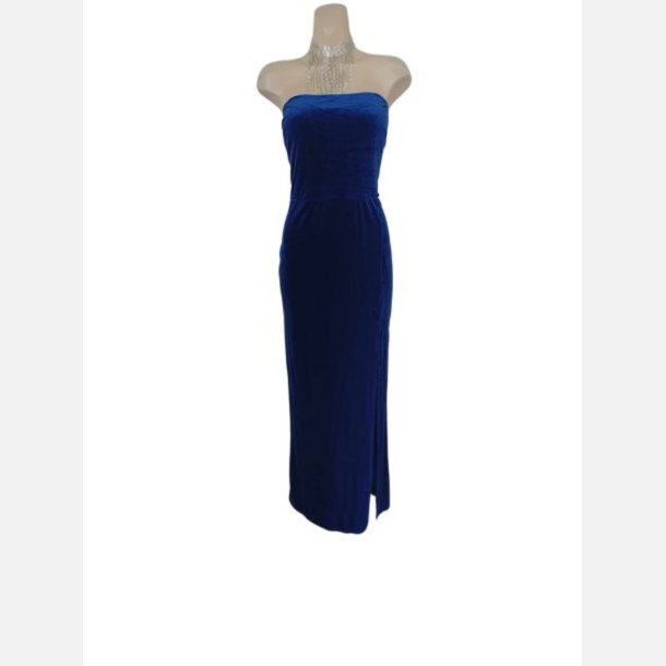 Kjole. Lang i bl�d velour i smuk dybbl� farve med h�j slids og lange handsker. Str. 40 - 46
