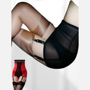 Girdle. H�jtaljet i sort med blonde foran. 6 str�mpeholdere. 