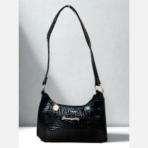 Taske. Lille h�ndtaske til at g� i byen med. Sort krokodillelook. H: 15 cm. L: 21 cm