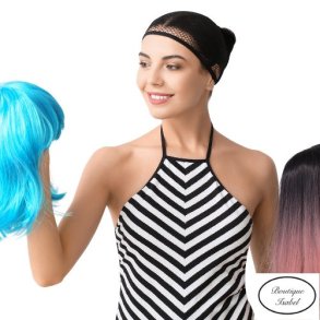Paryk h�tte. One size. Hold styr p� dit h�r under parykken sort.